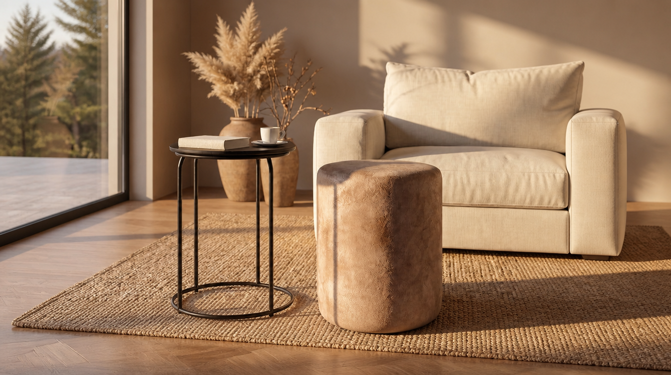 Bout de canapé pouf multifonction – table d'appoint pouf pour salon cosy