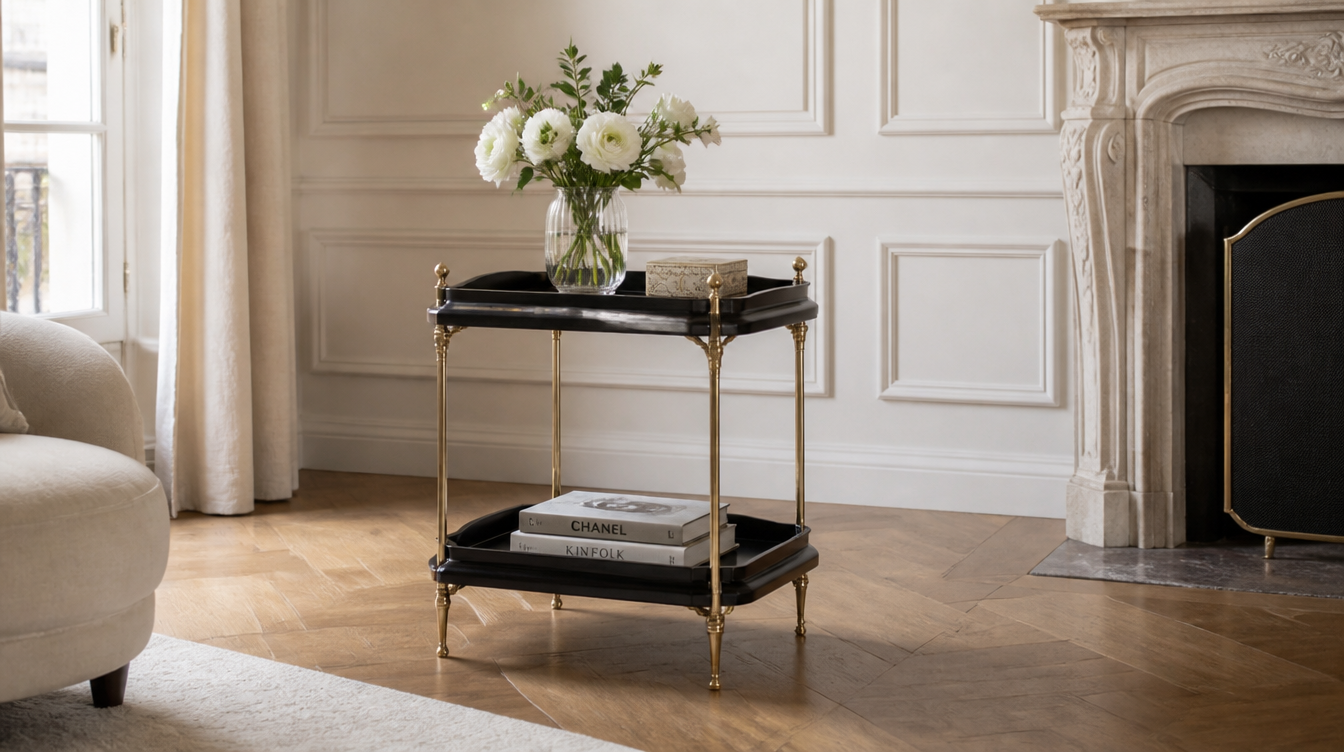 Bout de canapé à 2 plateaux pratique – table d'appoint double plateau pour salon
