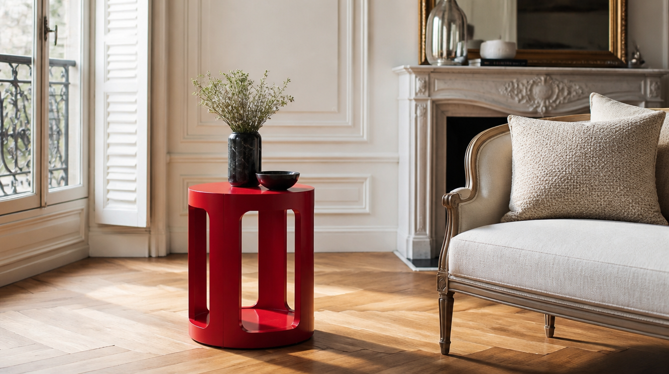 Bout de canapé rouge vif – table d'appoint rouge pour salon audacieux et coloré