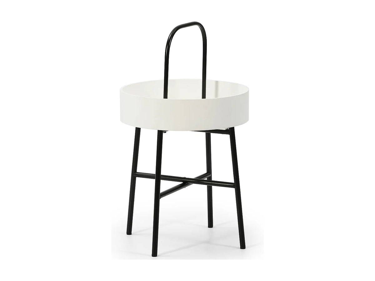 Bout de canapé scandinave blanc pieds noir mat – ENORA