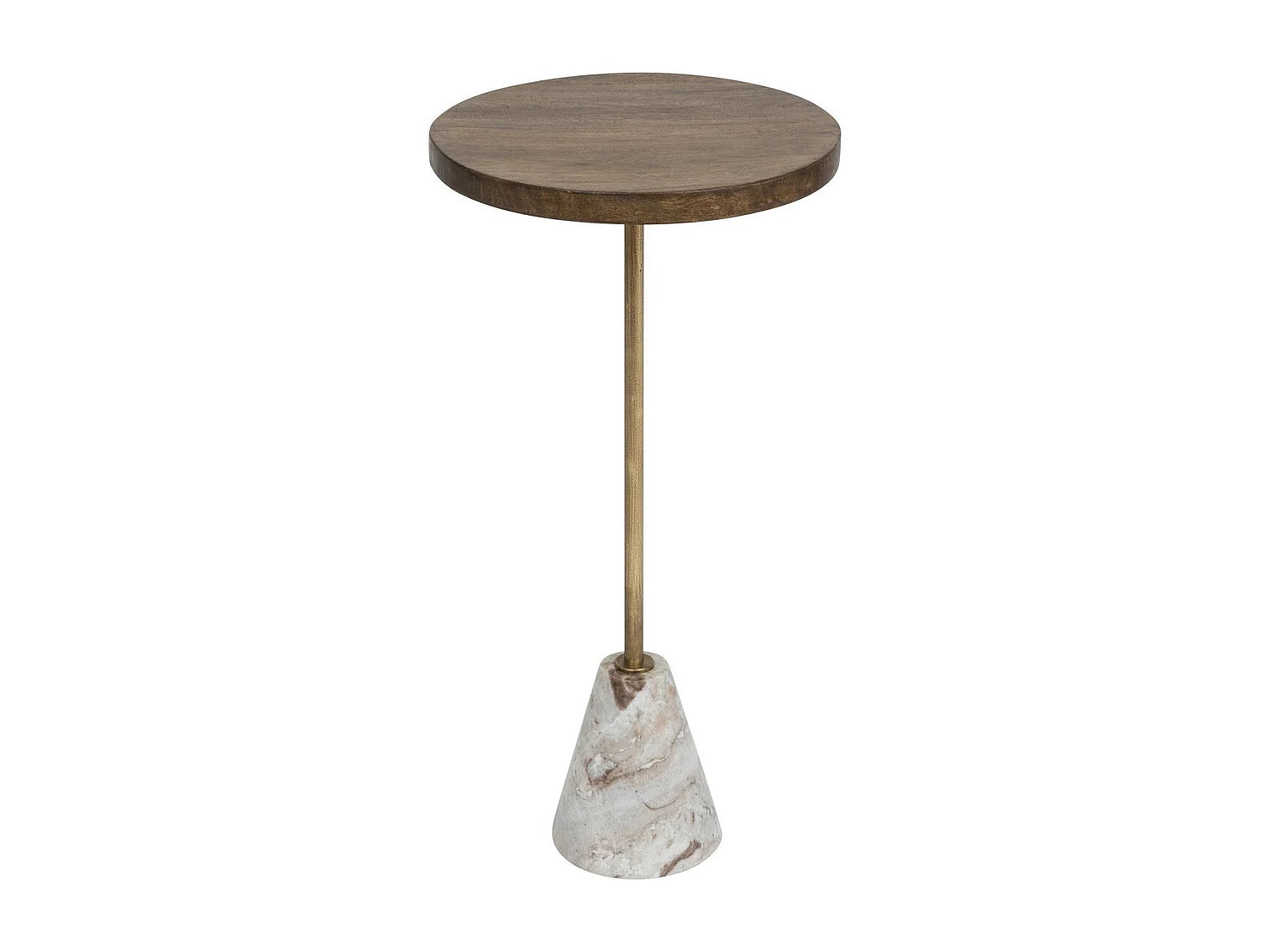 Bout de canapé marbre beige et manguier – TERRA
