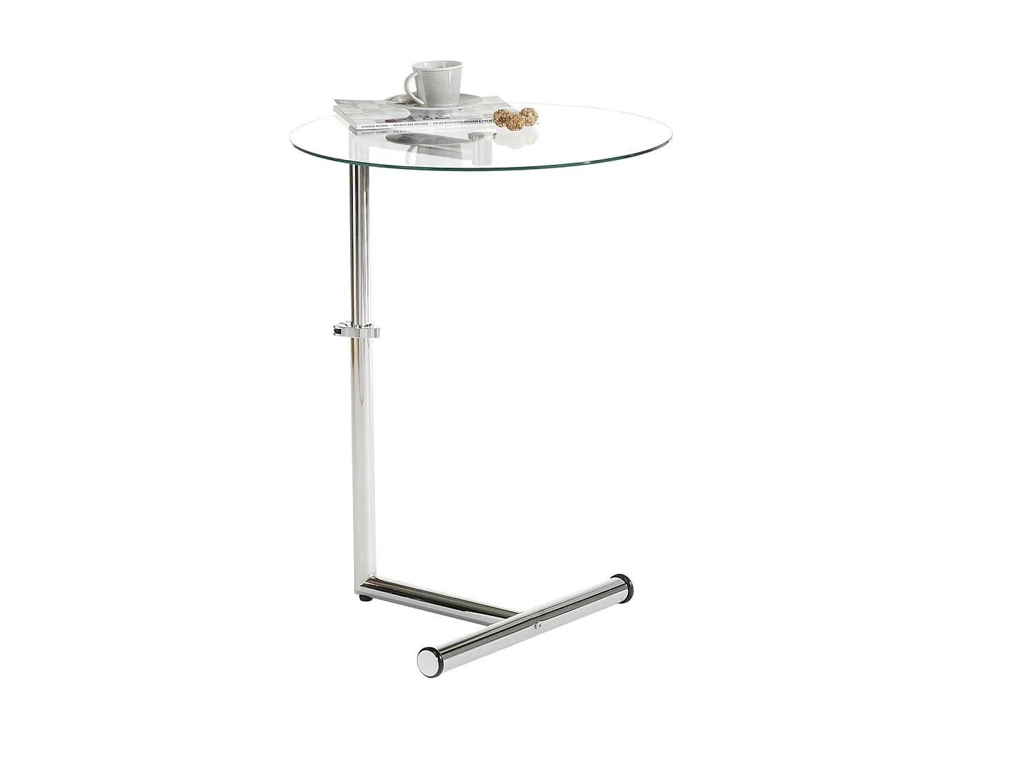 Bout de canapé rond verre et métal chromé – LEONIE