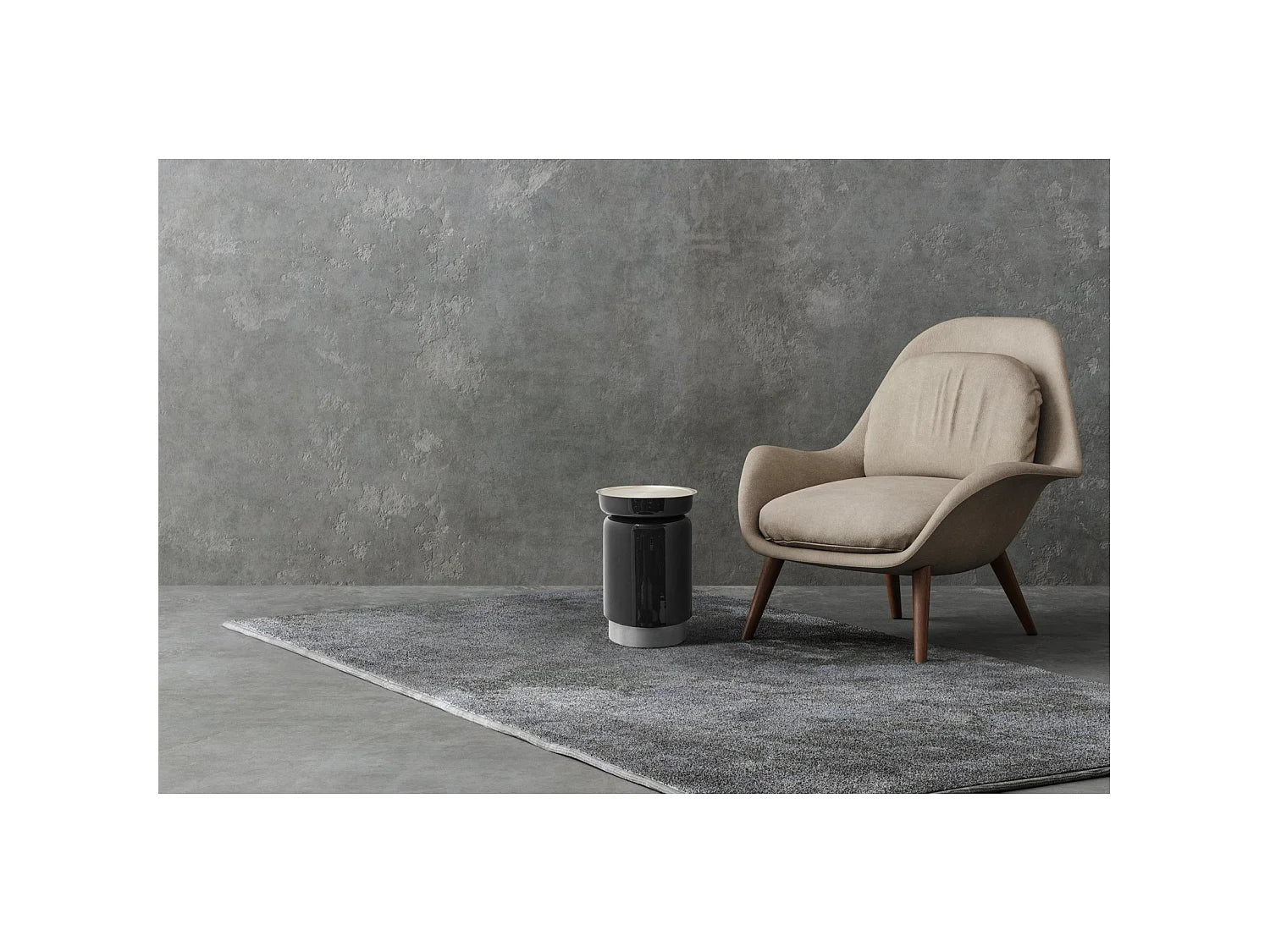 Bout de canapé rond Art déco laqué noir – GATSBY