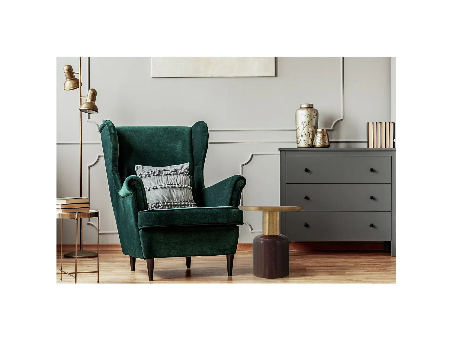 Bout de canapé rond Art déco en métal marron – GATSBI