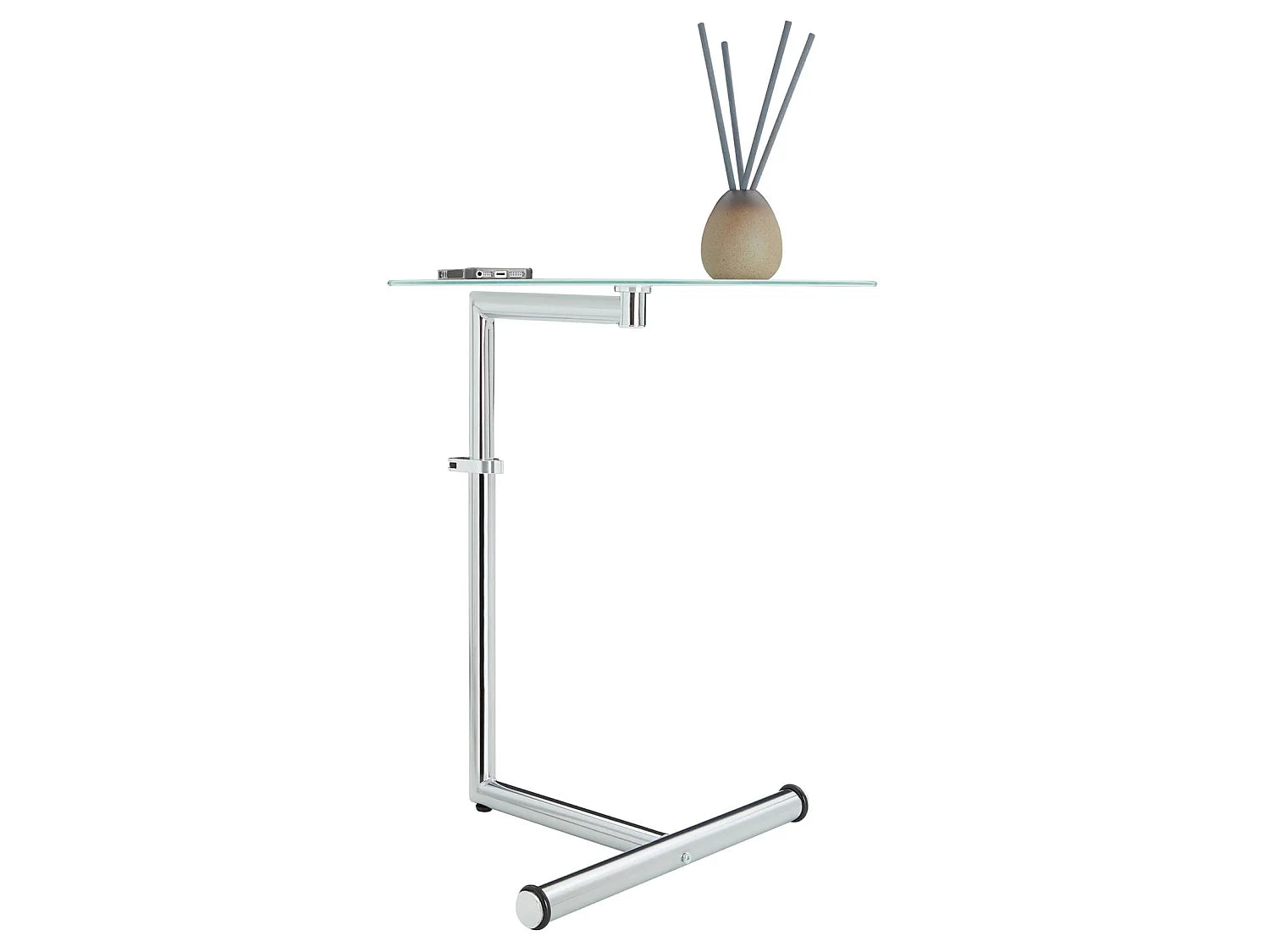 Bout de canapé rond verre trempé hauteur réglable – LEONA