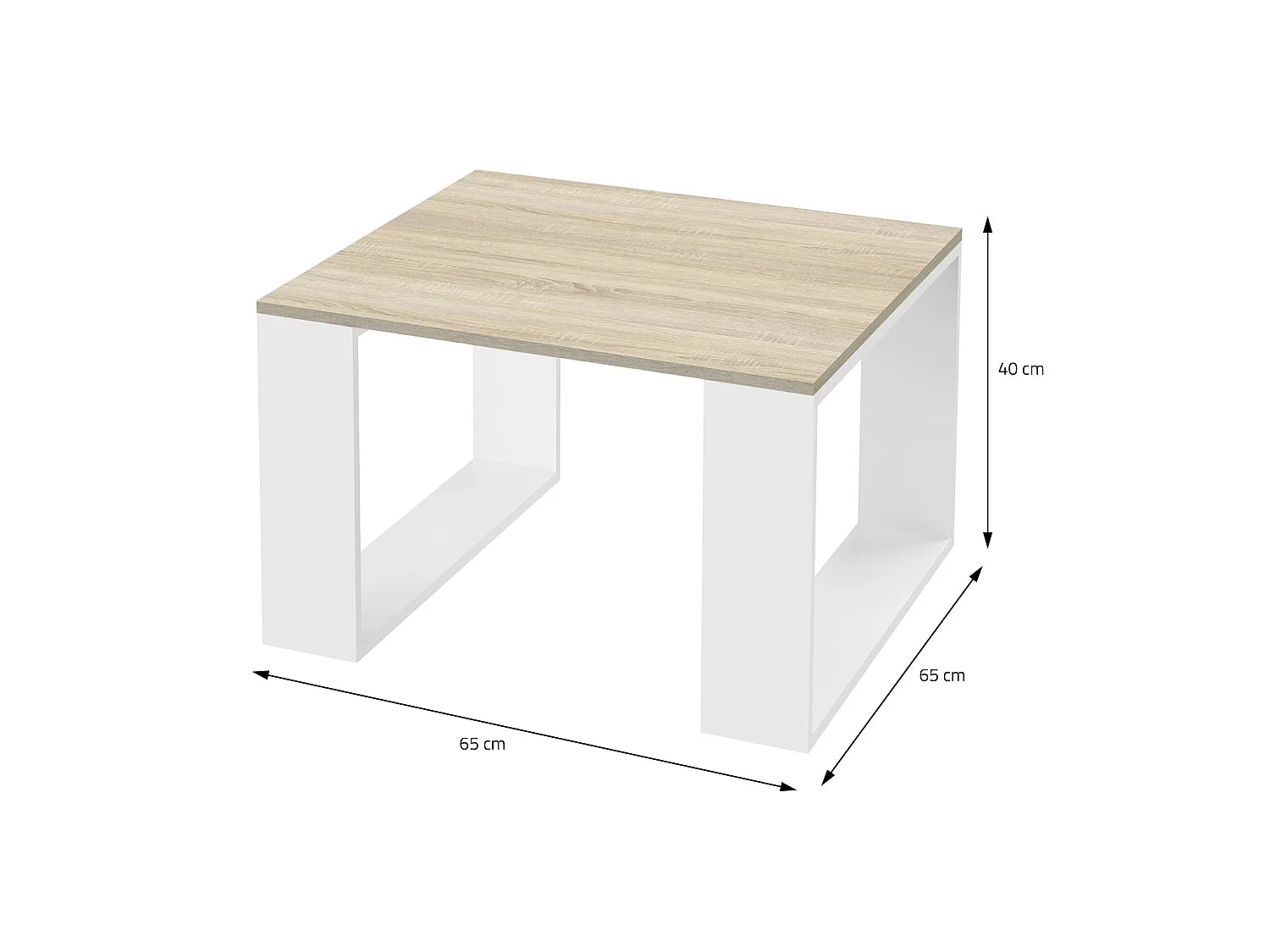 Bout de canapé carré bois chêne pieds métal blanc – NORVEK