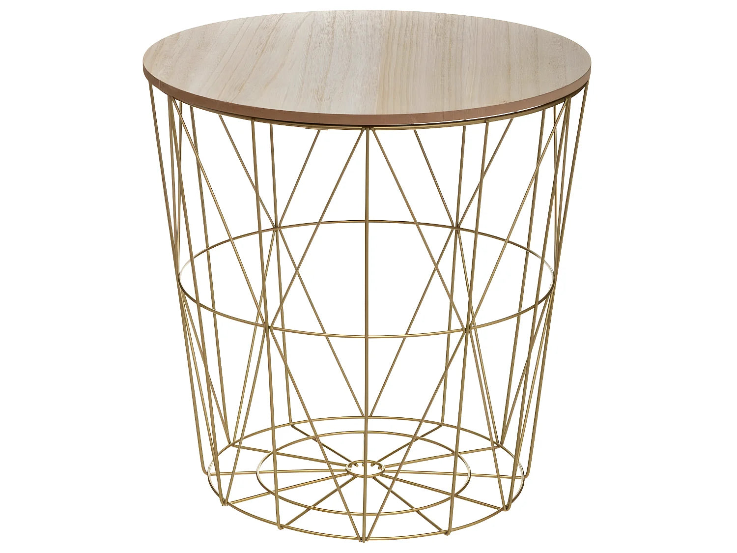 Bout de canapé rond bois et métal doré – LUMEN