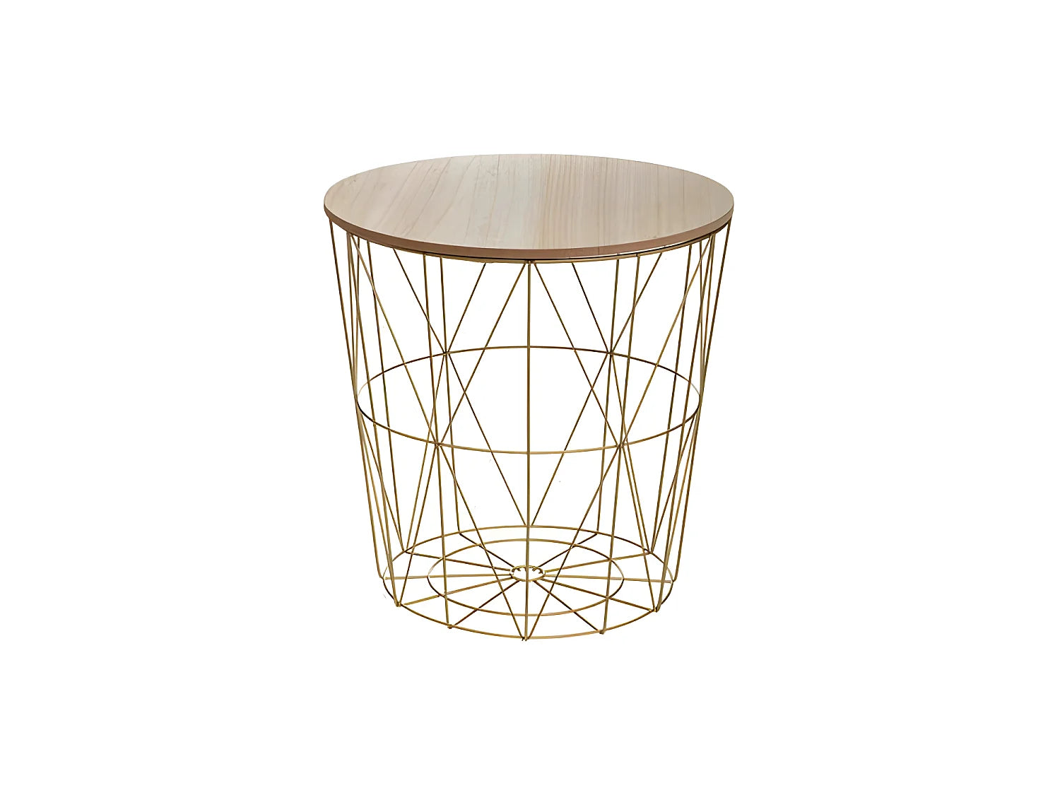 Bout de canapé rond bois et métal doré – LUMEN