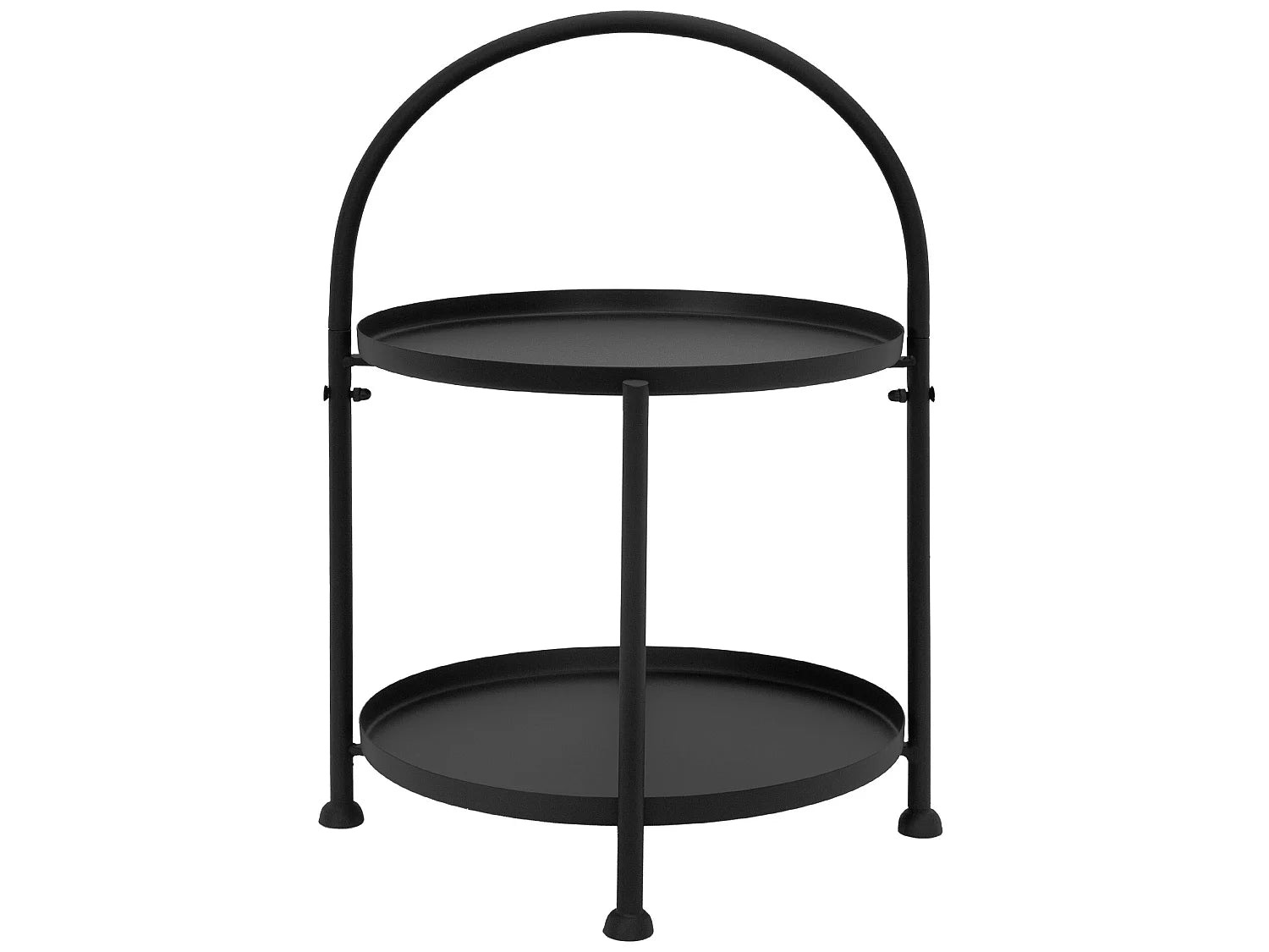 Bout de canapé rond métal noir à étagères – NOCTIS