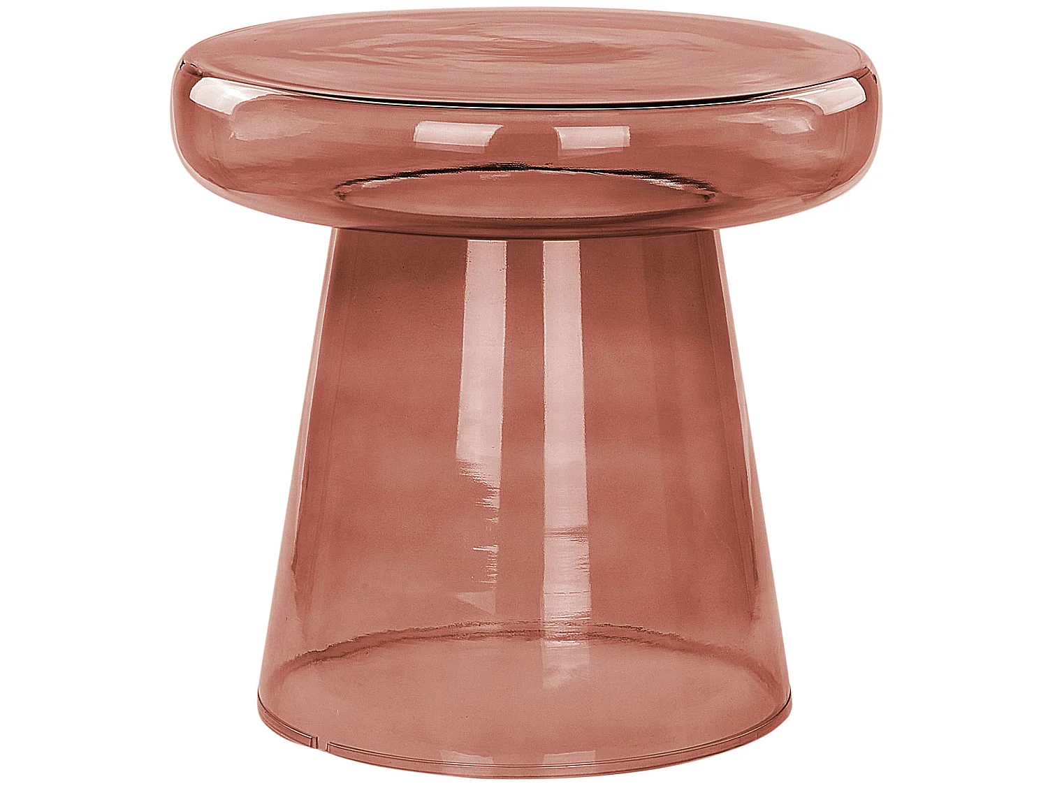 Bout de canapé rond en verre rouge teinté – RUBIS