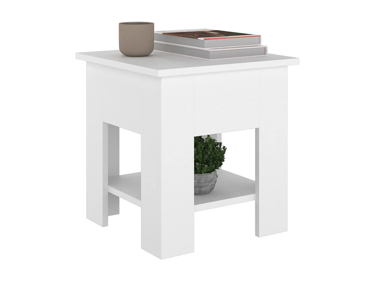 Bout de canapé carré en bois blanc – ALBIN