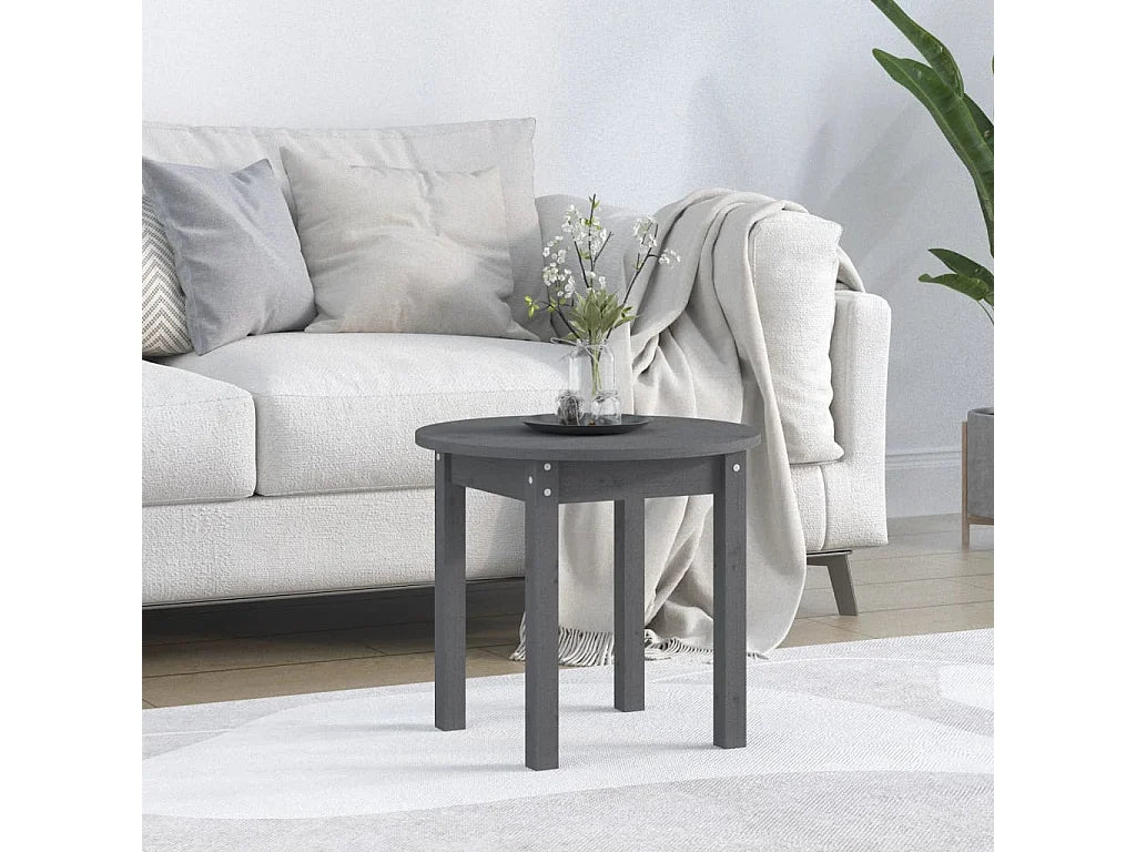 Bout de canapé rond en pin massif gris – MISTI
