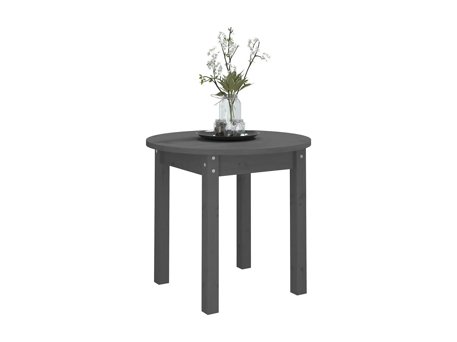 Bout de canapé rond en pin massif gris – MISTI