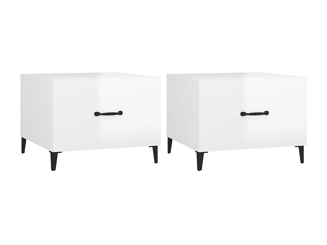 Bout de canapé métal blanc brillant lot de 2 – LUMERA