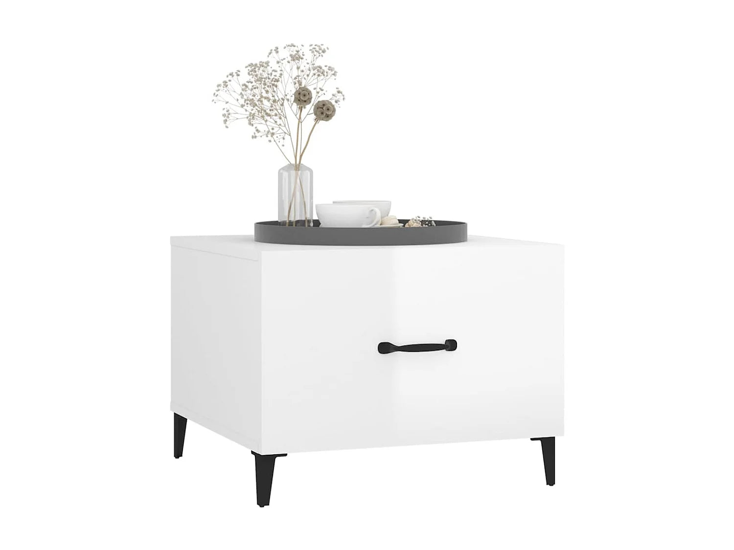 Bout de canapé métal blanc brillant lot de 2 – LUMERA