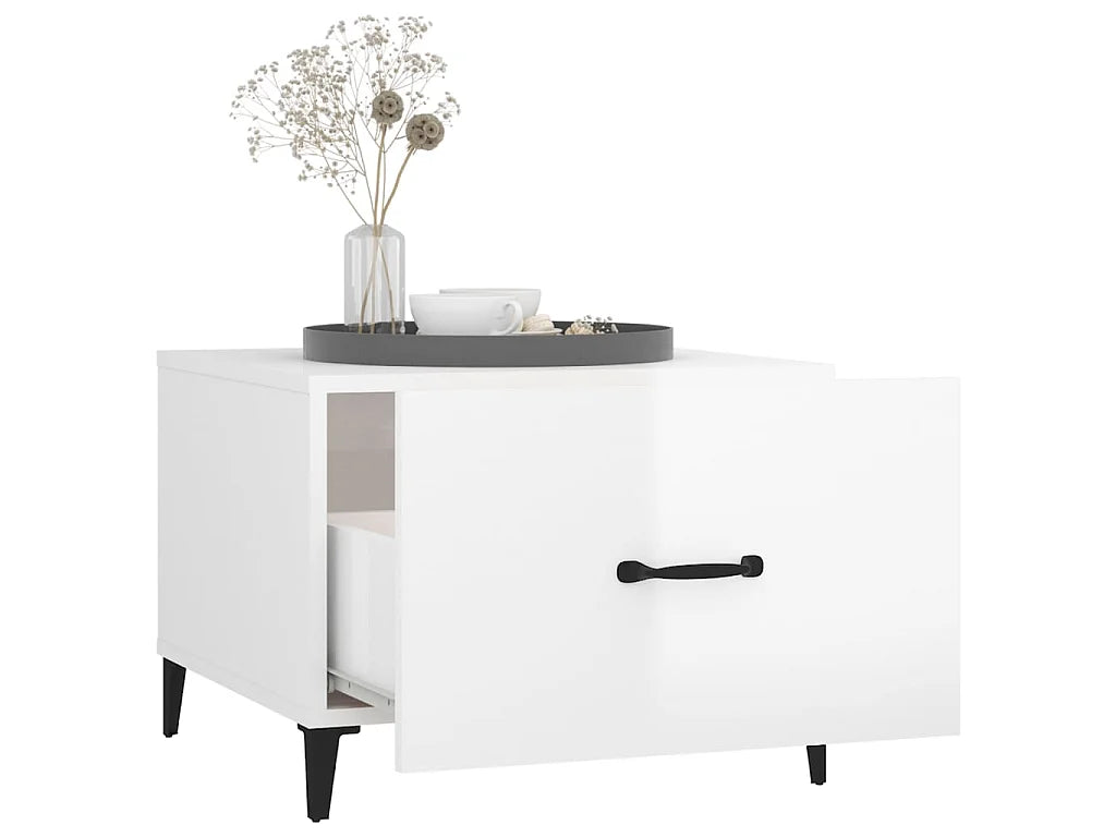 Bout de canapé métal blanc brillant lot de 2 – LUMERA