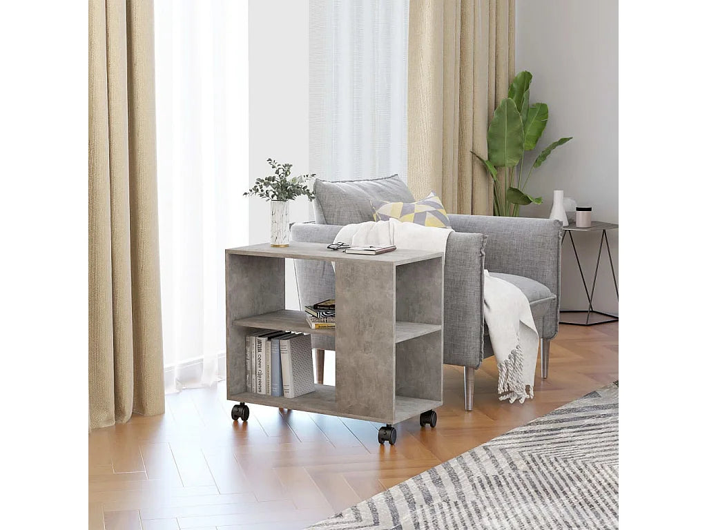 Bout de canapé gris béton à roulettes – BETONO