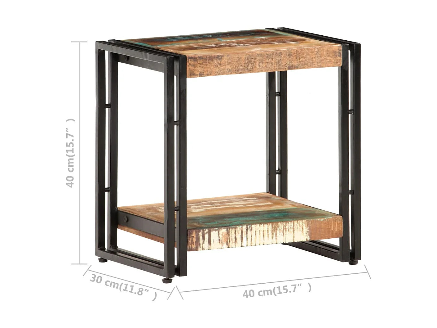 Bout de canapé bois de récupération avec étagère – VARGAS