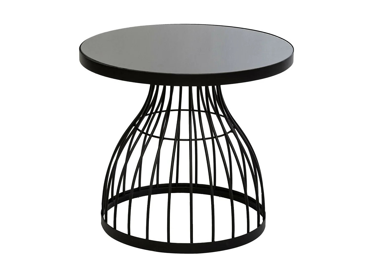 Bout de canapé en verre trempé et métal noir – NOCTIS