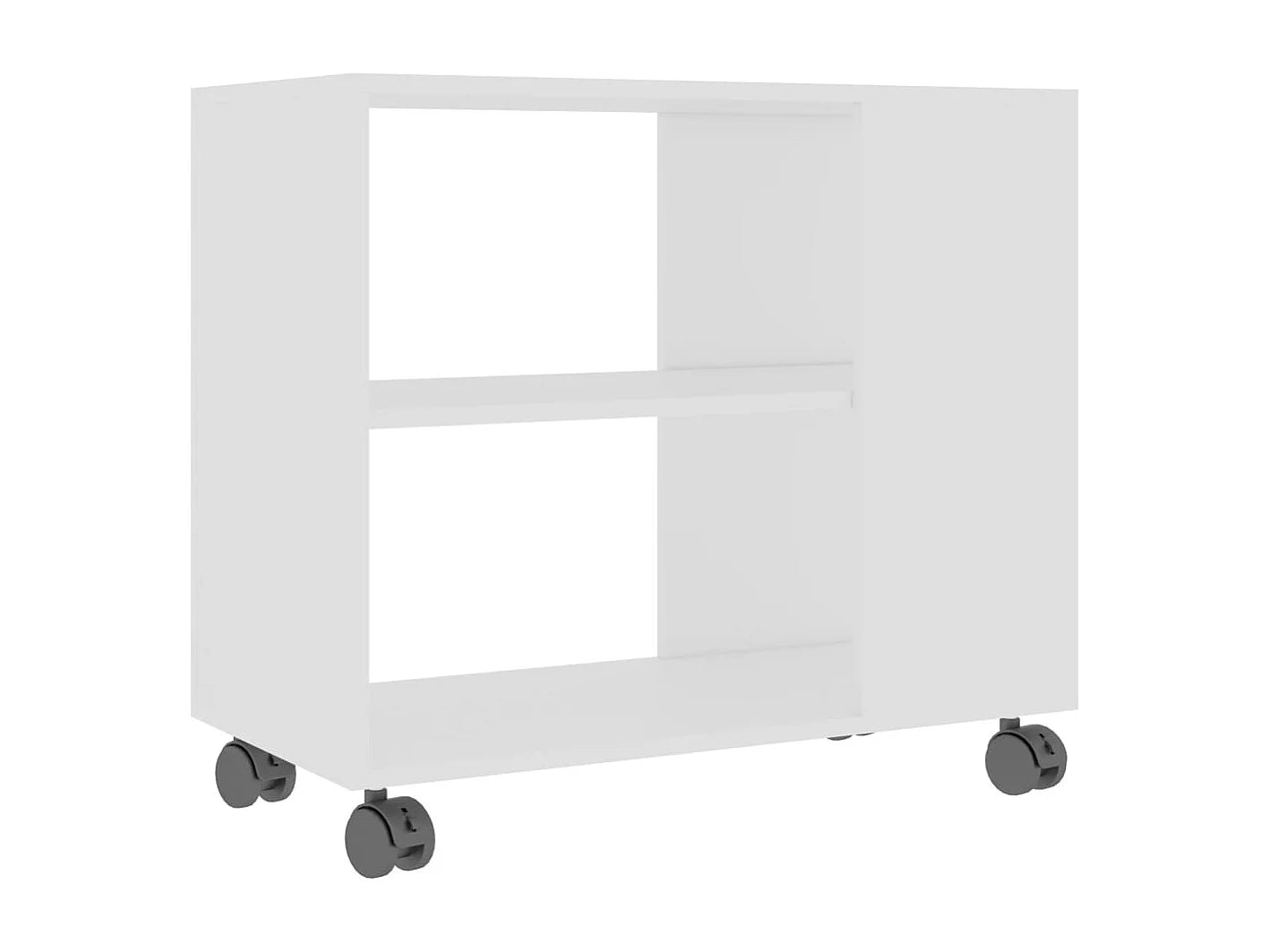 Bout de canapé blanc en bois à roulettes – CADDY