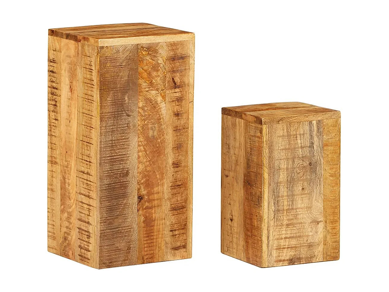Bout de canapé manguier massif lot de 2 marron – DASTAN