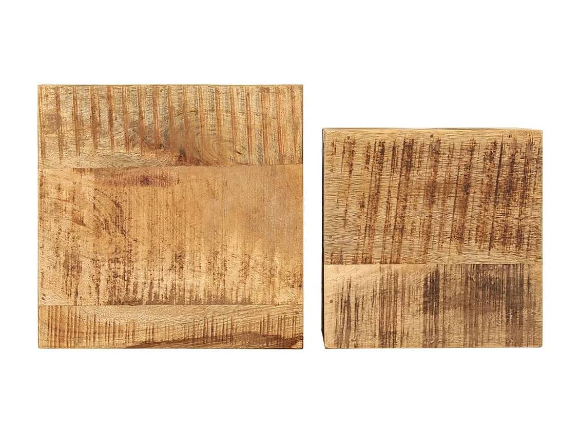 Bout de canapé manguier massif lot de 2 marron – DASTAN