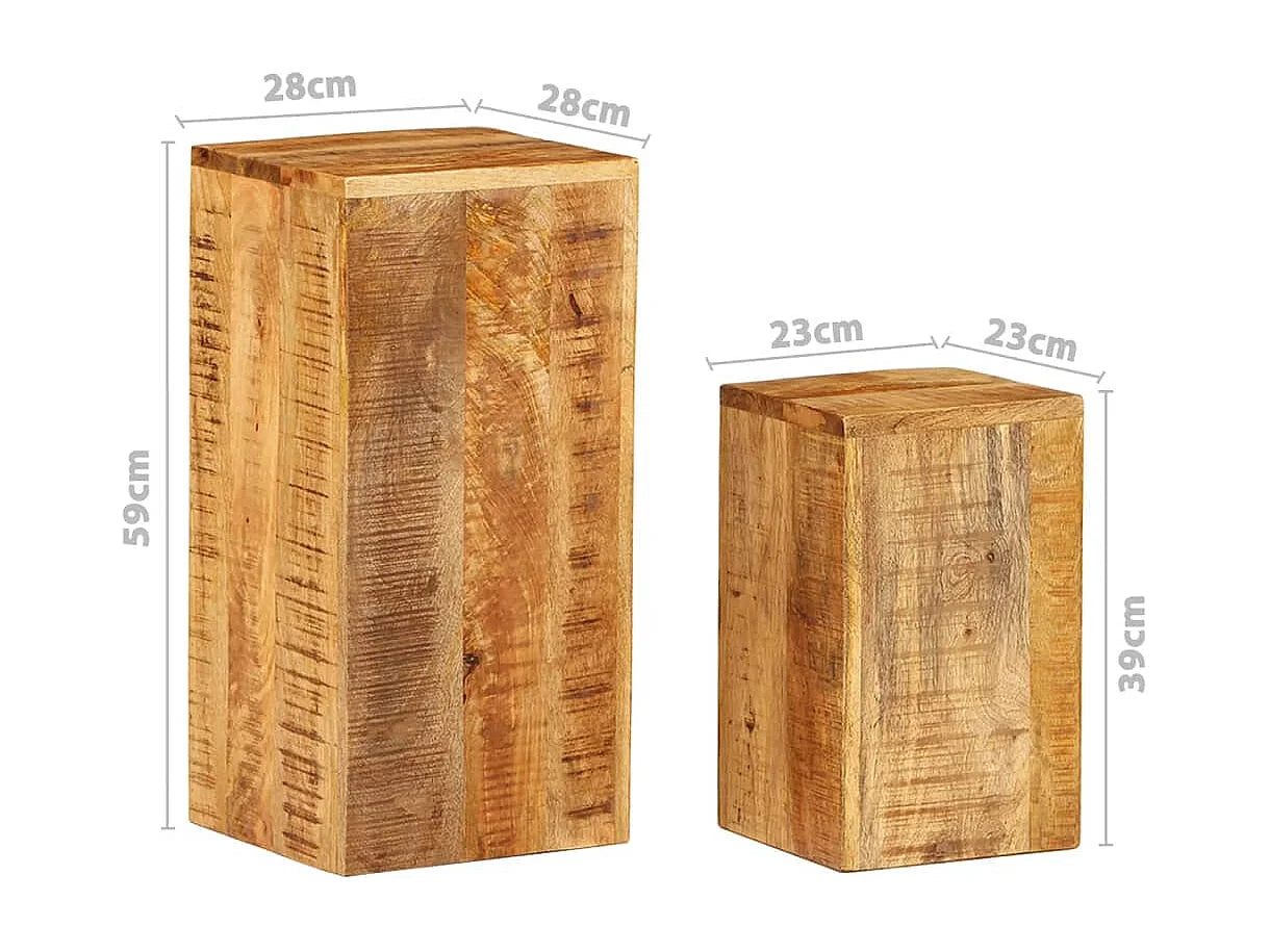 Bout de canapé manguier massif lot de 2 marron – DASTAN