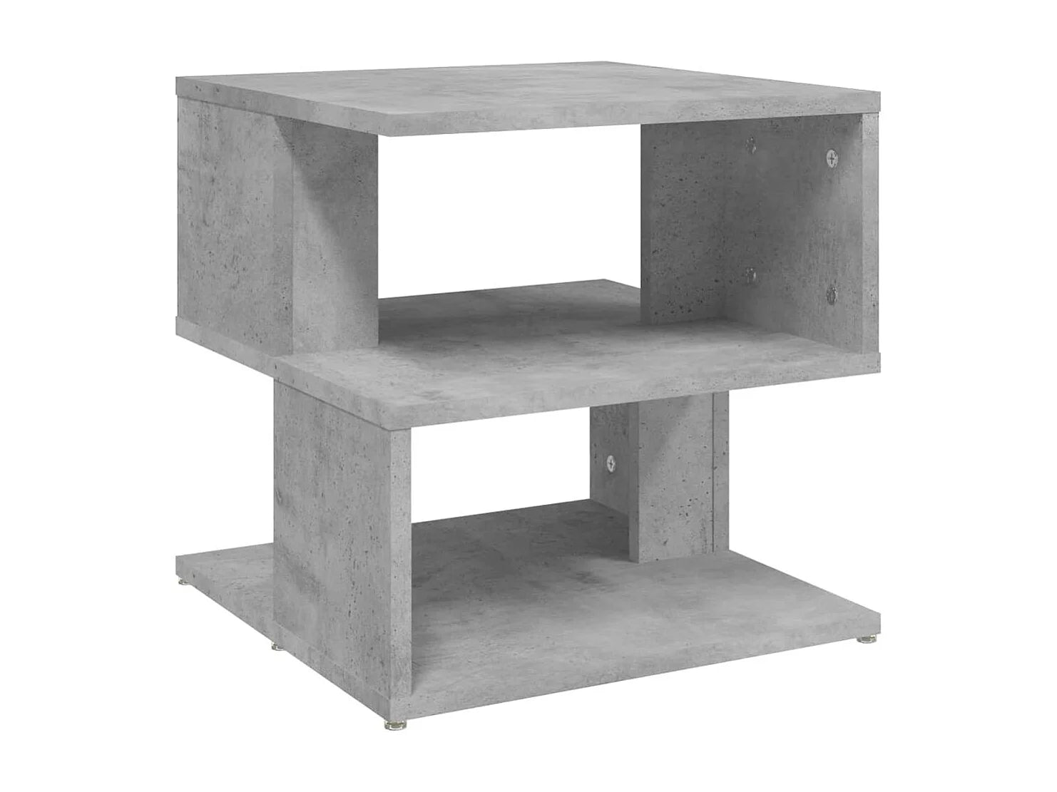 Bout de canapé cube effet béton gris à étagères – BRUTO