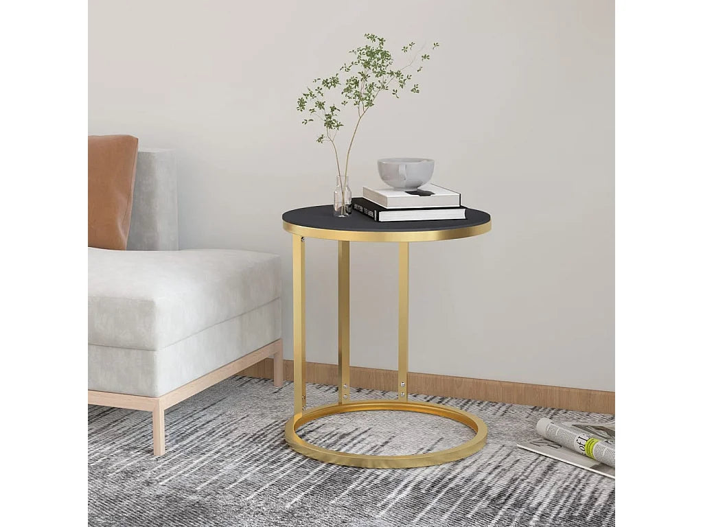 Bout de canapé verre trempé doré et noir – ONYX