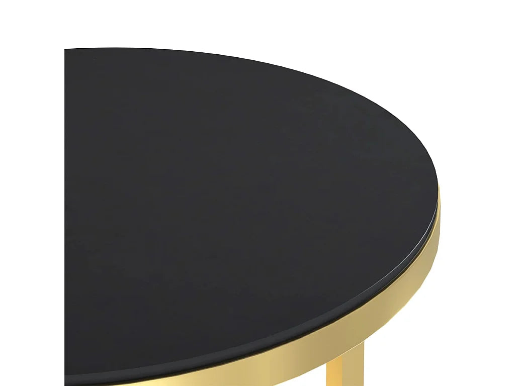 Bout de canapé verre trempé doré et noir – ONYX