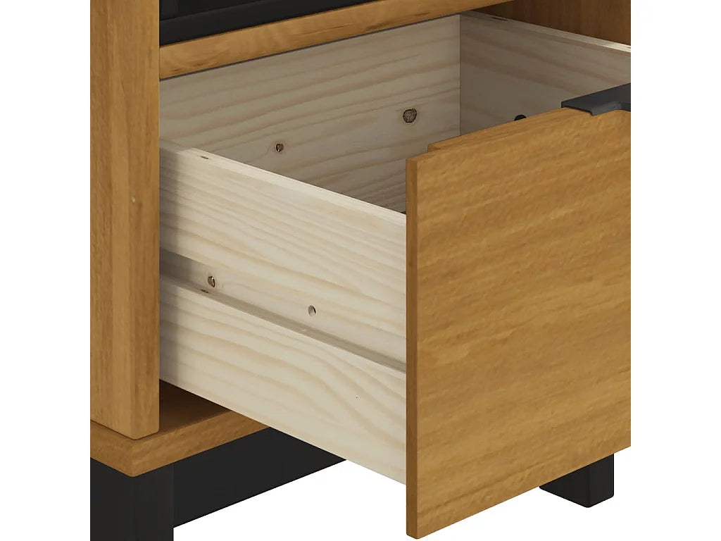 Bout de canapé cube en pin massif marron – FLAMY