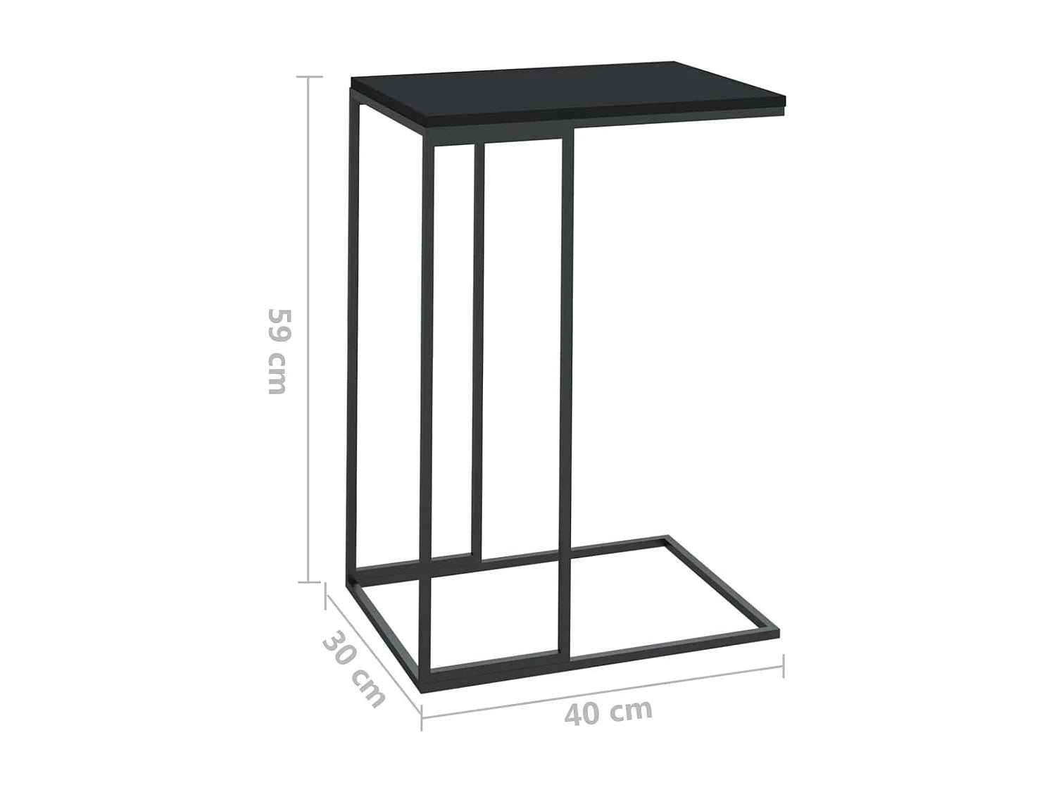 Bout de canapé en C noir compact bois et fer – OMBRA