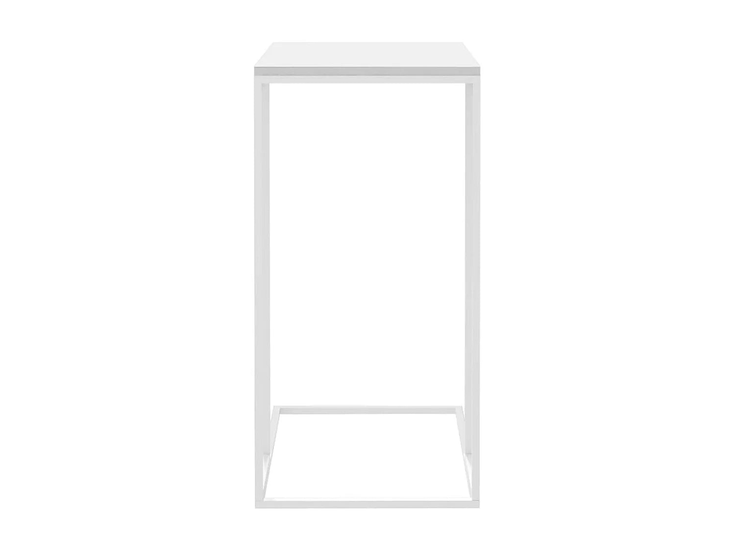 Bout de canapé en C blanc en bois et fer – CURVO