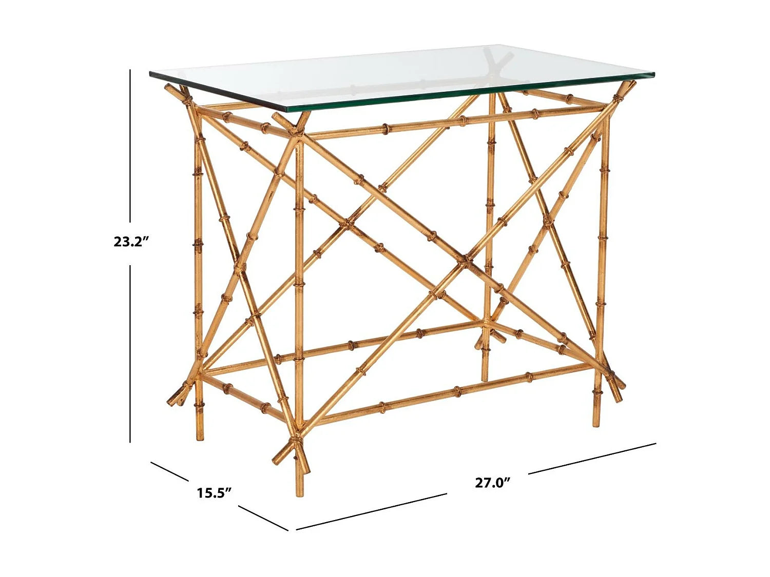 Bout de canapé verre et métal doré – BAMBOO