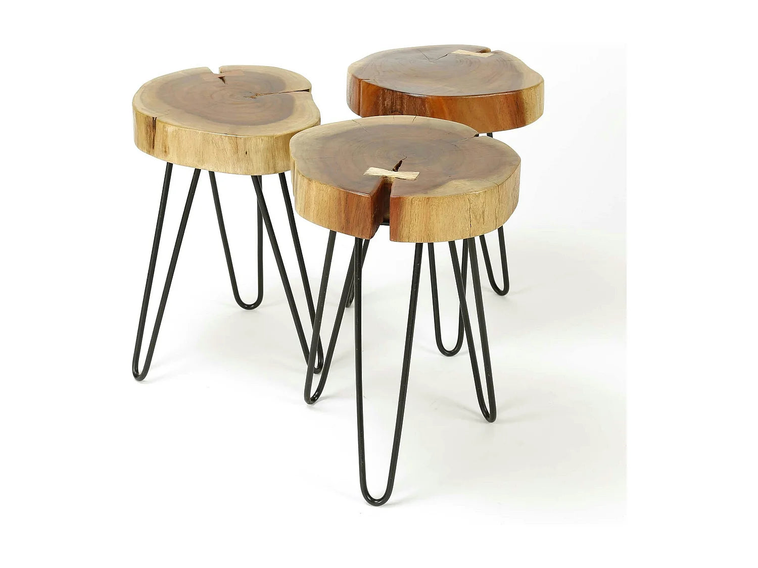 Bout de canapé tronc en acacia massif beige – SOUCHE