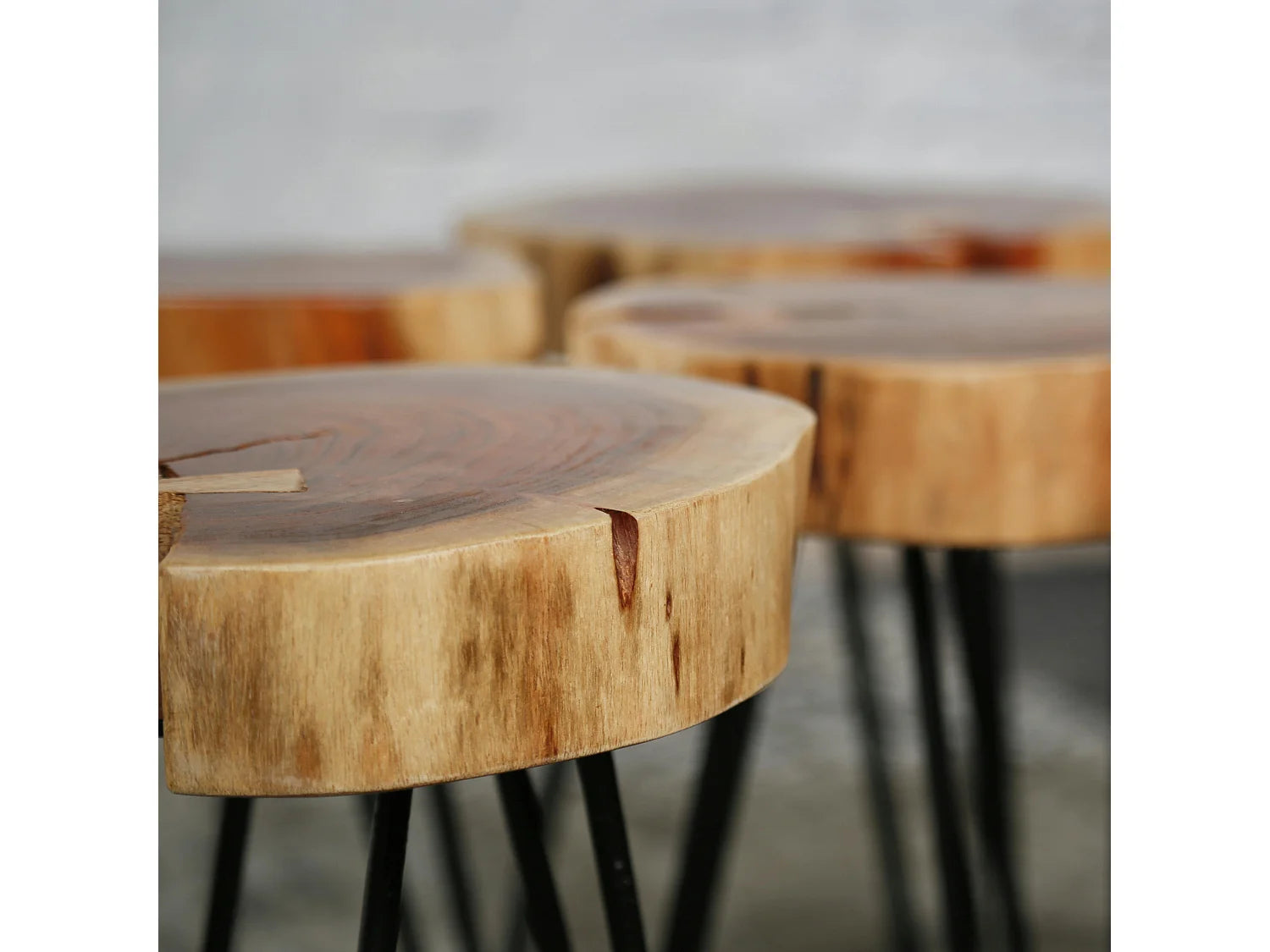Bout de canapé tronc en acacia massif beige – SOUCHE