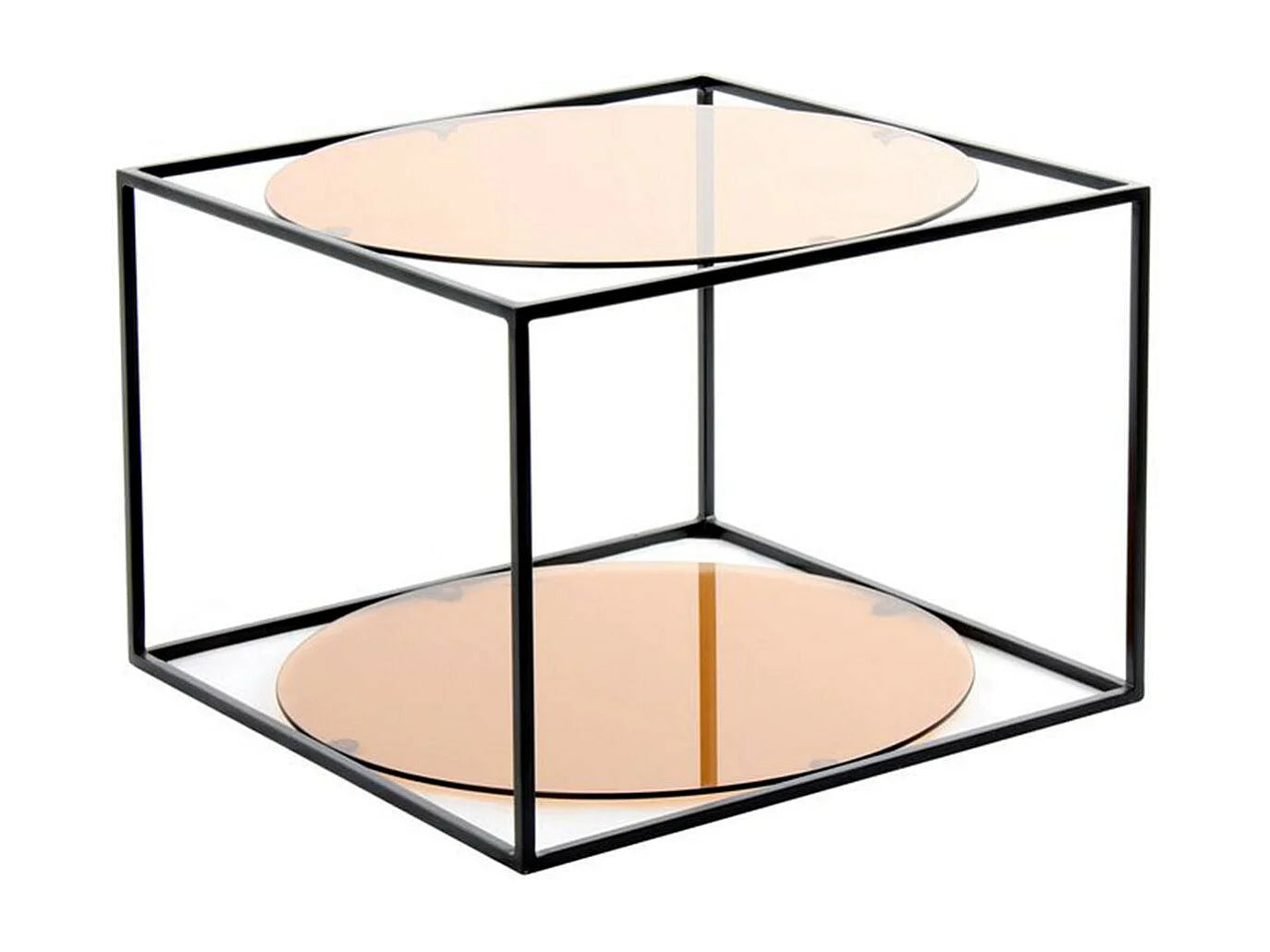 Bout de canapé cube 2 niveaux terracotta et noir – TERRACO