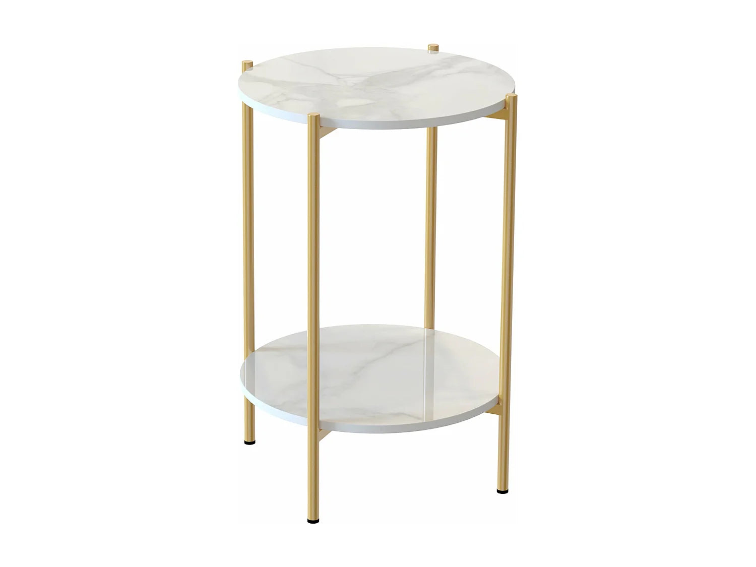 Bout de canapé rond effet marbre doré 2 niveaux – DORAVIA
