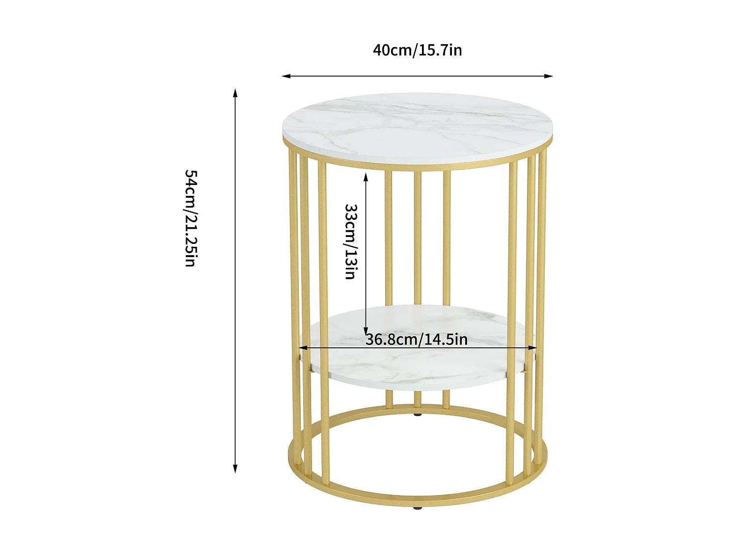 Bout de canapé rond en marbre doré – SERENA