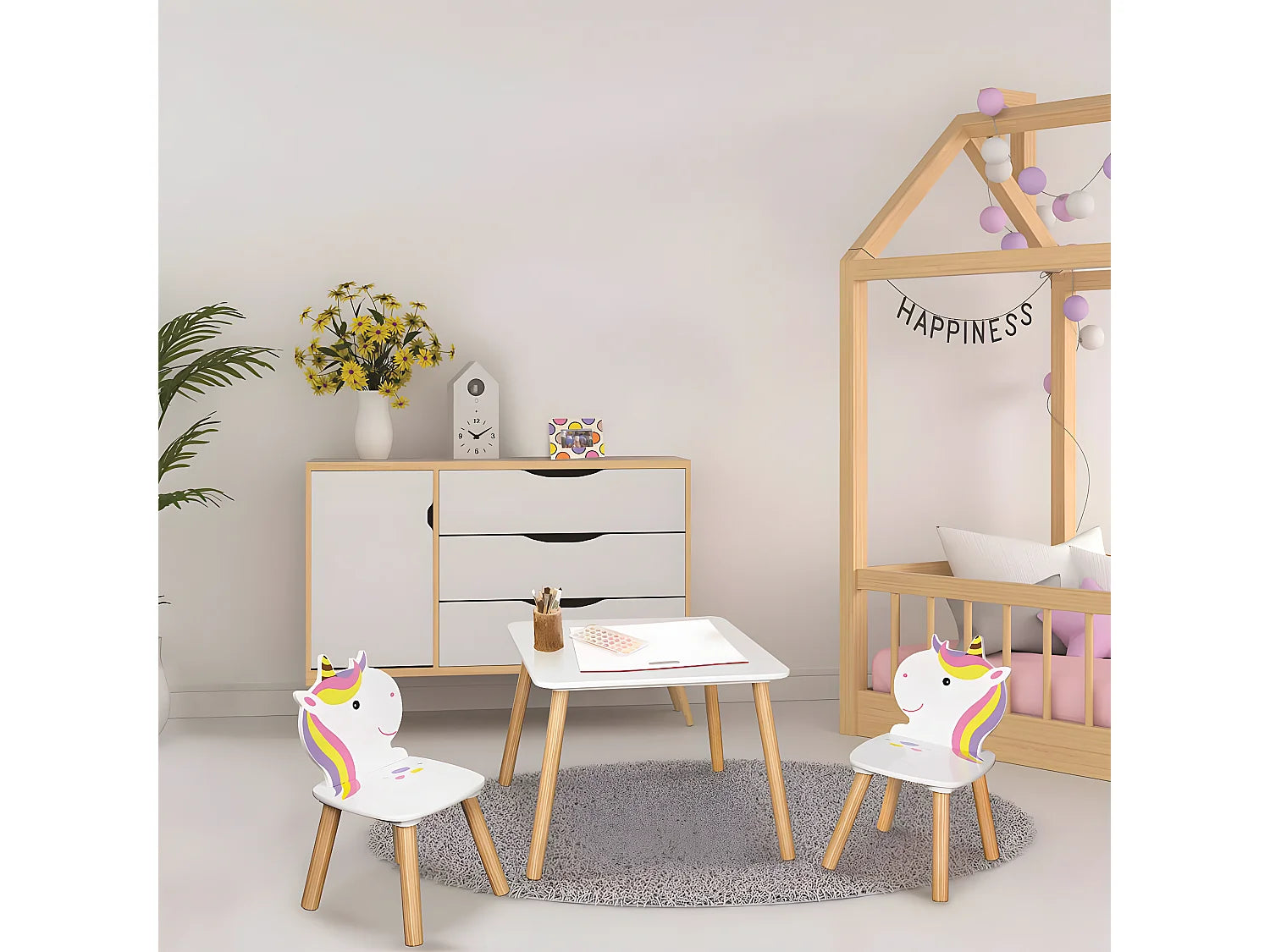 Bout de canapé carré blanc en pin scandinave – PIXIE