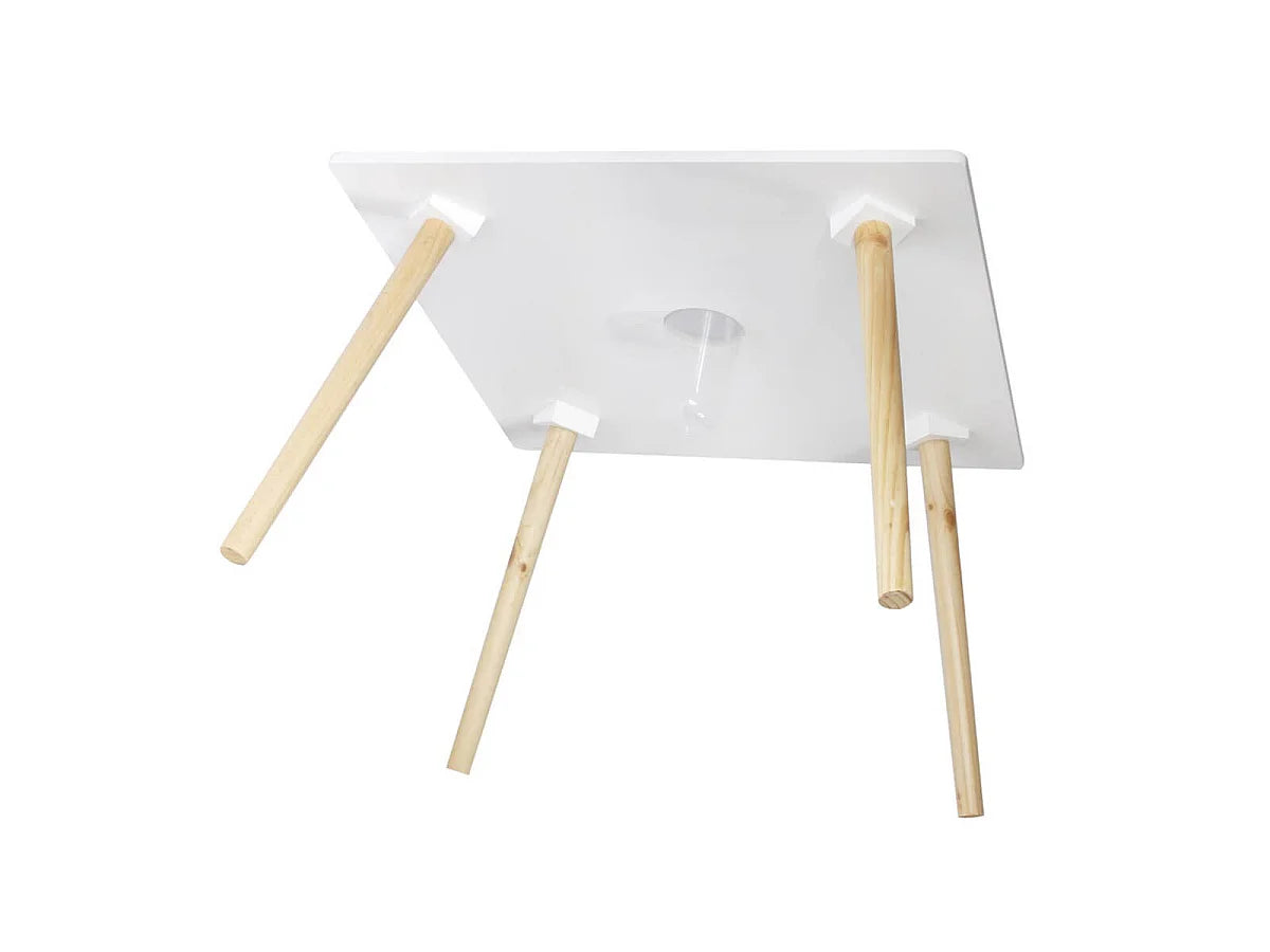 Bout de canapé carré en pin blanc scandinave – NORDIK