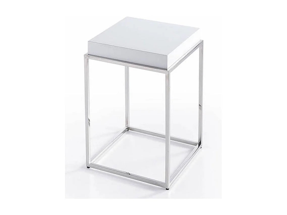 Bout de canapé carré bois laqué gris ciment – BETON
