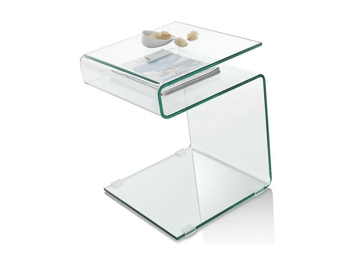 Bout de canapé verre transparent porte-magazine – CRISTIA
