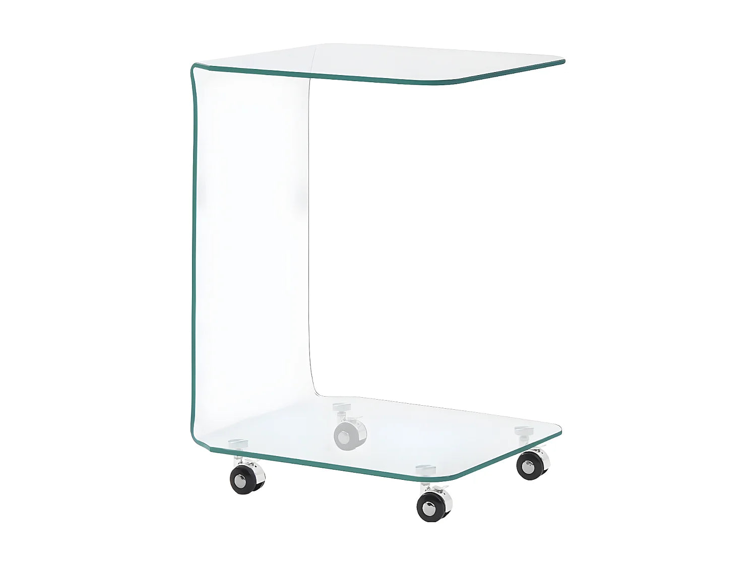 Bout de canapé sur roulettes en verre trempé – CRISTO