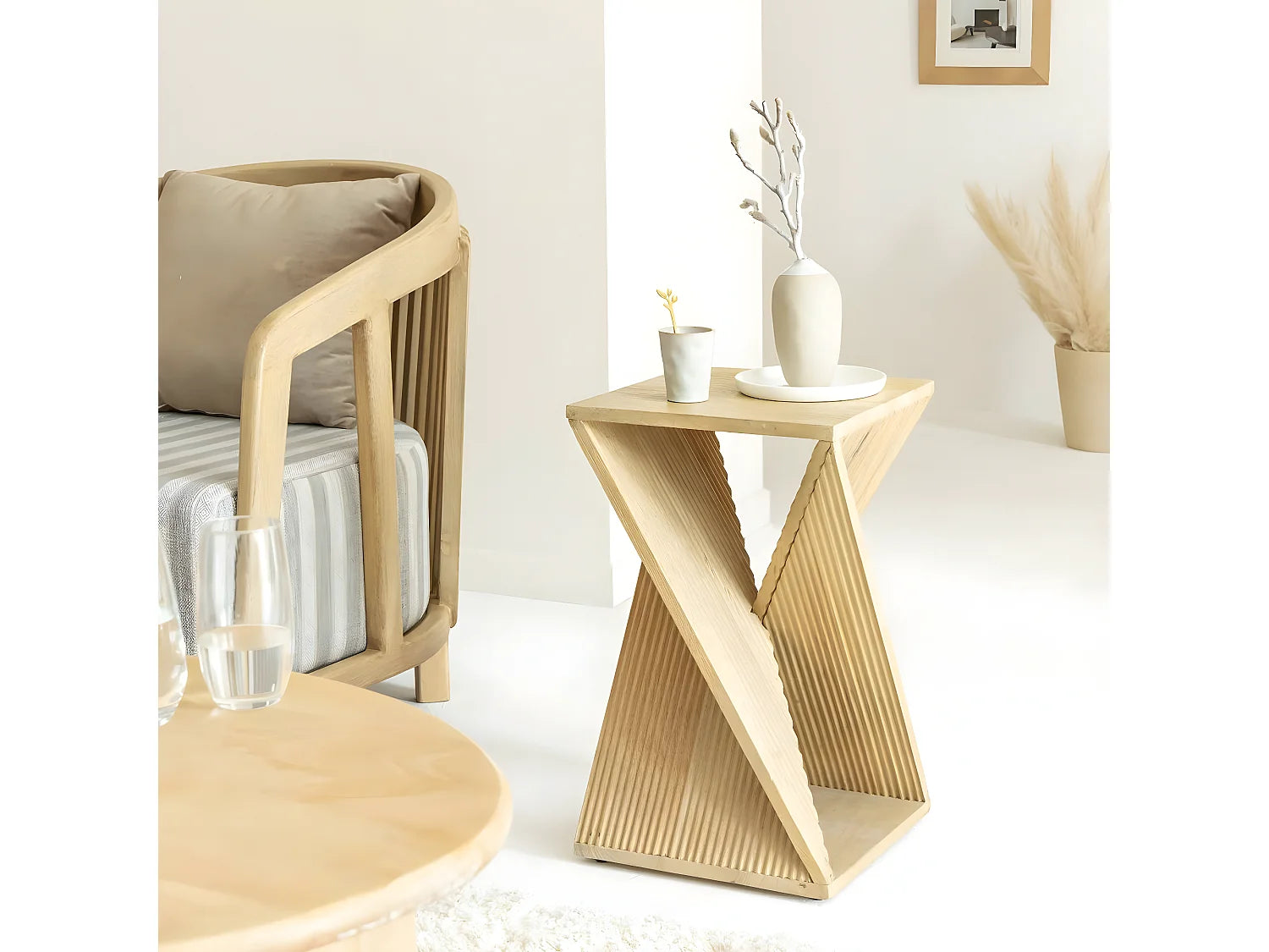 Bout de canapé bas en bois de manguier naturel – AMARA