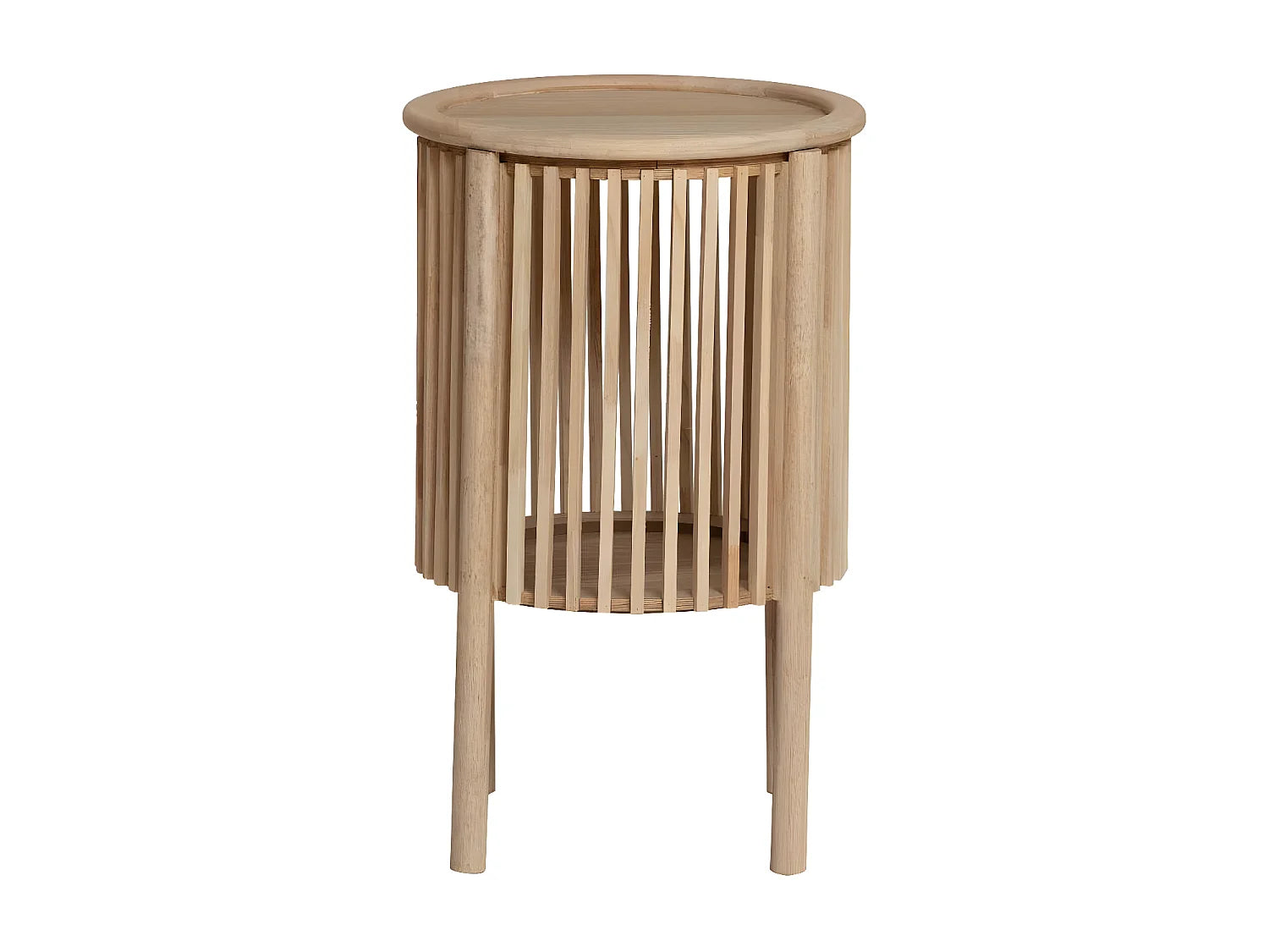Bout de canapé rond en bois de pin naturel – SOLVA