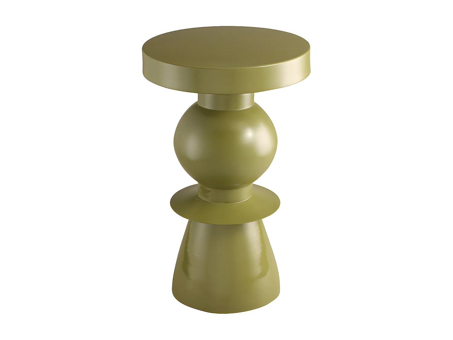 Bout de canapé rond en aluminium vert olive – ELVA