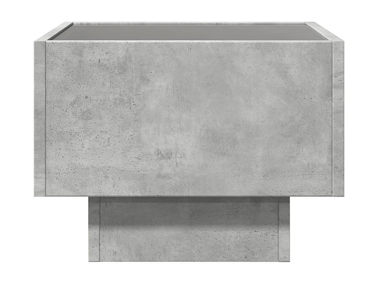 Bout de canapé carré bois gris béton LED – LUMEO