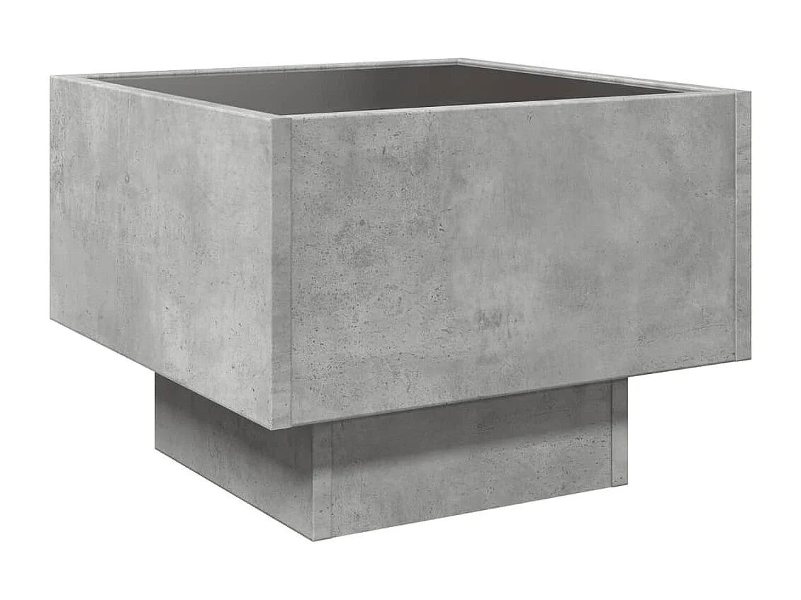 Bout de canapé carré bois gris béton LED – LUMEO