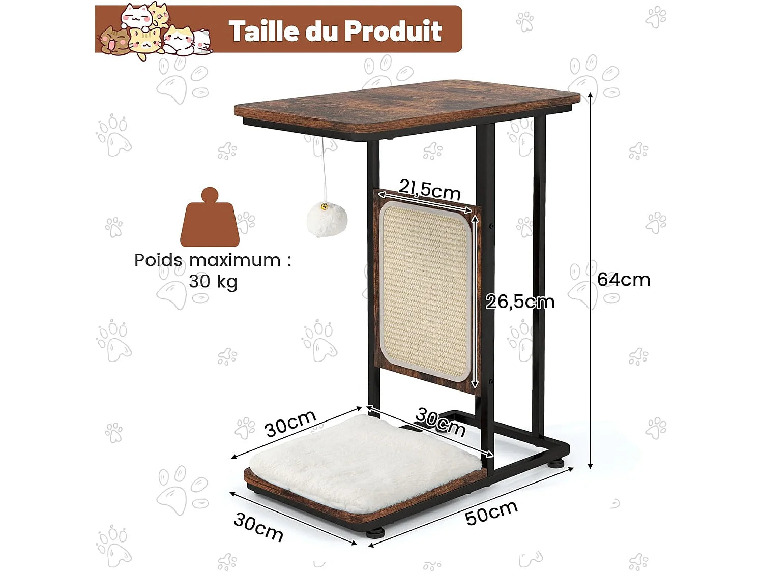 Bout de canapé arbre à chat marron – FELINO